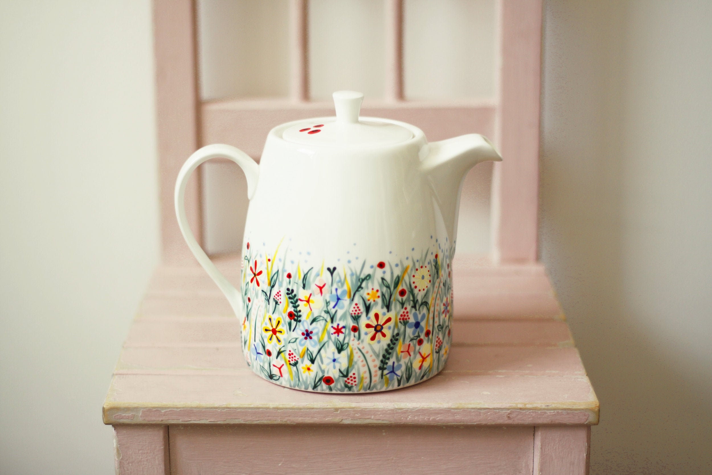 Hand Painted Teapot Wildflowers in Spring Meadow Fine Etsy UK