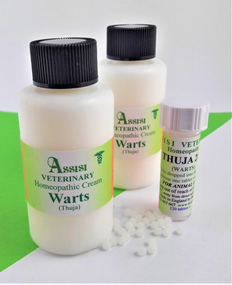 ASSISI Homeopathic Thuja Cream Two 50g Bottles & Thuja 200 Kit, for Horses and Dogs Suffering