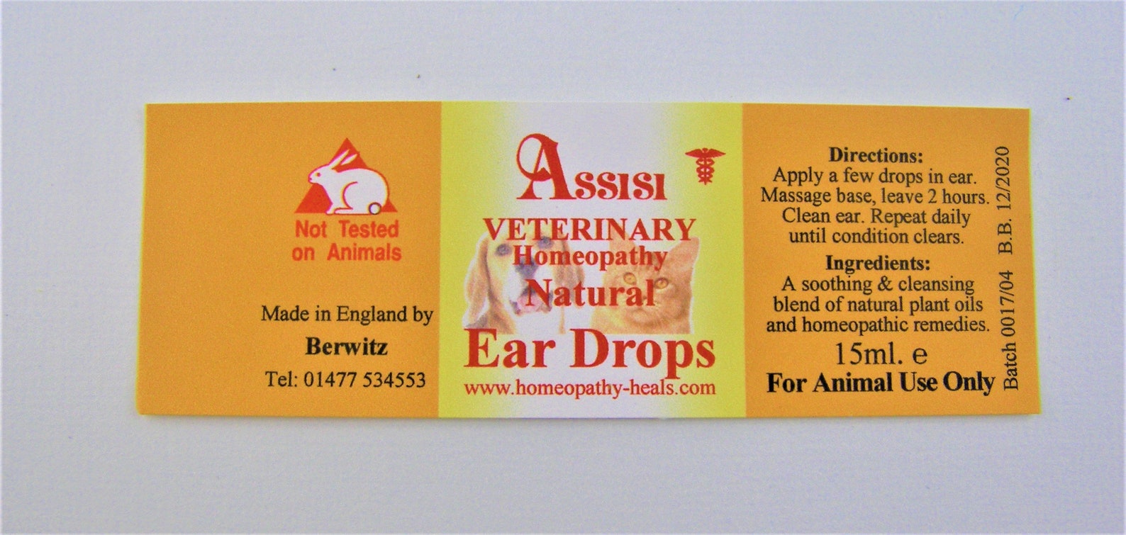 HOMEOPATHIC EAR DROPS, Natural Ear Cleanser for Dogs, Cats, and Small