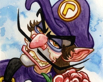 Waluigi, Original Watercolor Painting