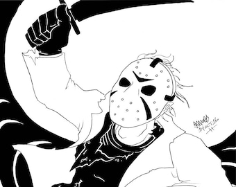 Friday the 13th, Jason Voorhees, Original Ink Drawing