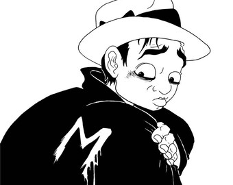 M, Peter Lorre, Original Ink Drawing