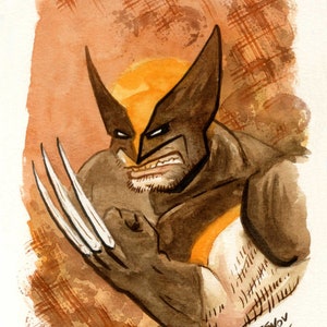 Lobezno, X-Men, pintura original en acuarela
