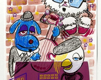 Puppet Band, Pee-Wee's Playhouse, Original Mixed Media Artwork