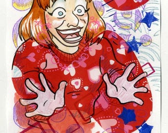 Mrs. Rene, Pee-Wee's Playhouse, Original Mixed Media Artwork