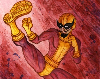 Batroc the Leaper, Marvel Supervillain, Original Watercolor Painting