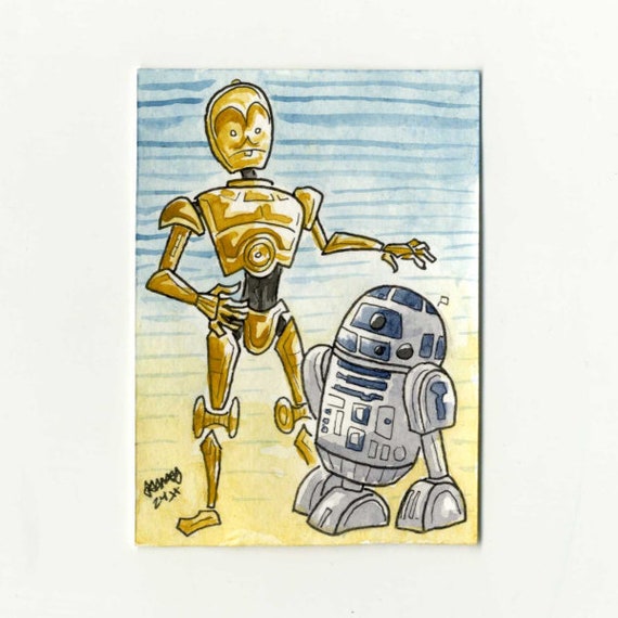 「STAR WARS×DARTSLIVE CARD」 R2D2&C3PO ver C3PO and R2D2, Star Wars, Original Sketch Card - Etsy