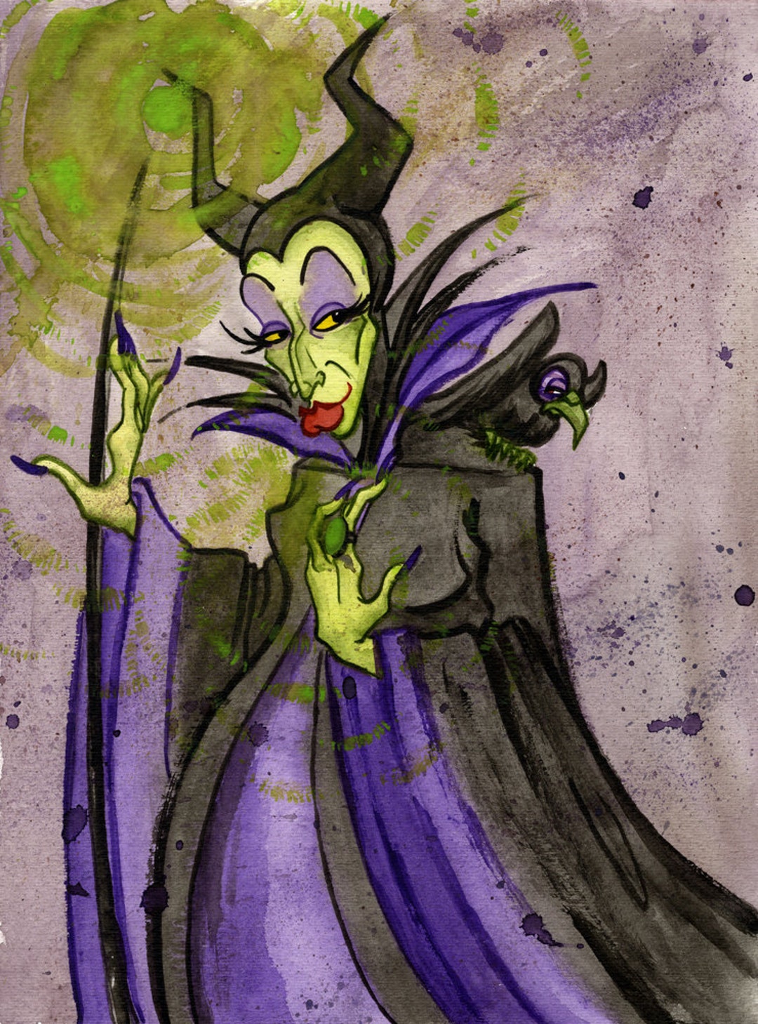 Maleficent Disney Sleeping Beauty Original Watercolor -  Israel