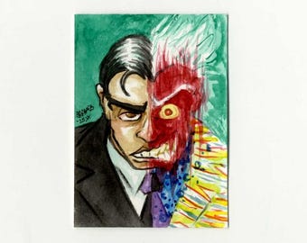 Two-Face, DC Comics, Original Sketch Karte