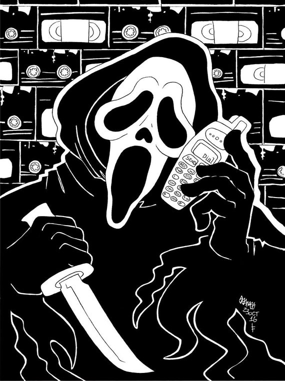 Scream Ghostface Dibujo a tinta original - Etsy México