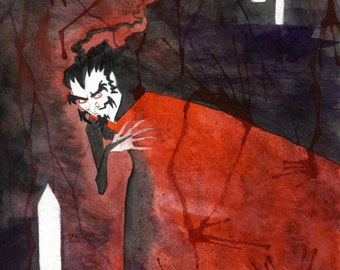 Dracula, Original Watercolor Painting