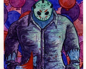 Jason Voorhees, Friday the 13th, Original Watercolor Painting