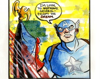 Captain America, Avengers, Marvel Superhero, Original Watercolor Painting