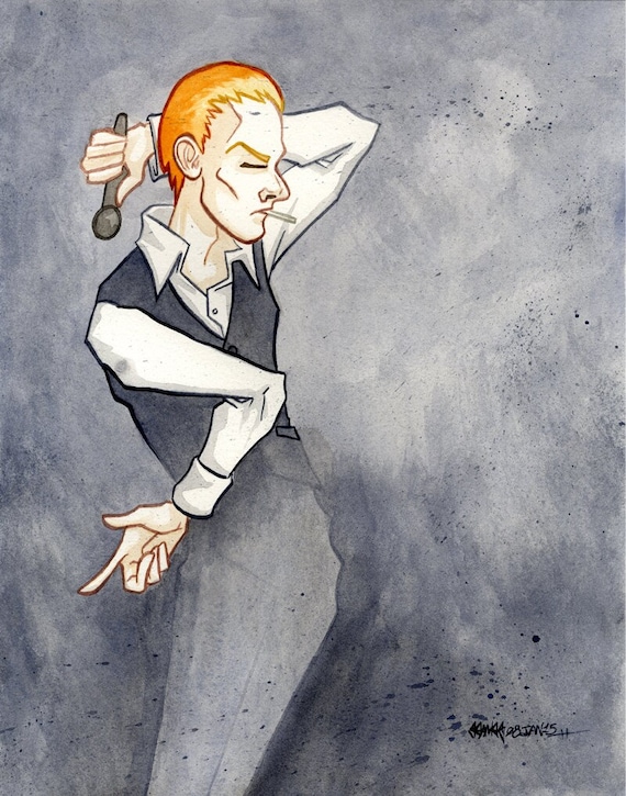 David Bowie, Thin White Duke, Station to Station, Original Watercolor  Painting