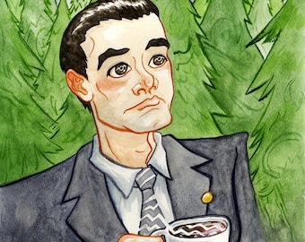 Twin Peaks, Special Agent Dale Cooper, Original Watercolor Painting