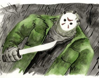Jason Voorhees, Friday the 13th, Original Watercolor Painting