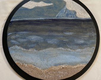 Memorial ashes ceramic wall hanging beach scene or mountain scene
