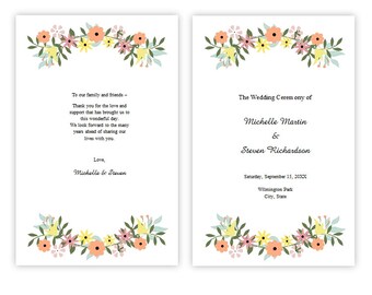 folded wedding program template christmas holly diy etsy
