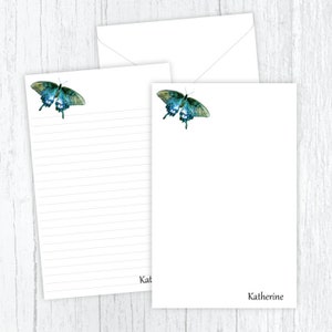 Butterfly Writing Paper - Personalized Gift Stationery - Lined or Unlined Letter Paper - Envelopes Included