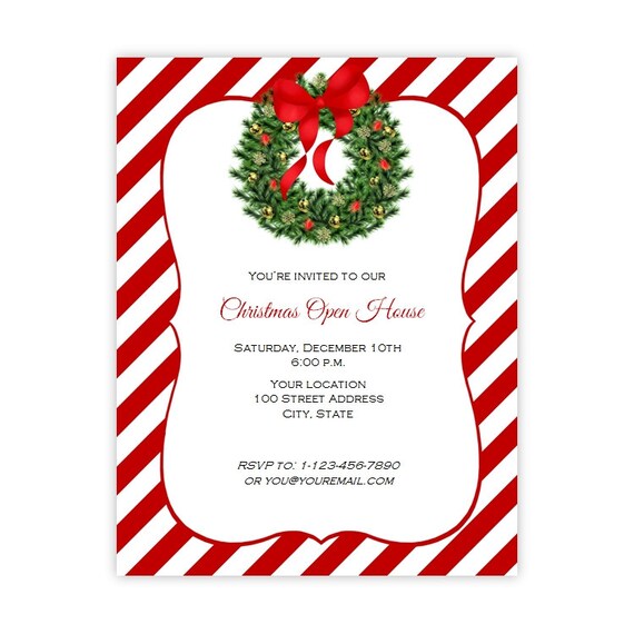 christmas invitation flyer holiday party flyer 8 5 x 11 holiday wreath diy printable template instant download christmas poster holiday flyer