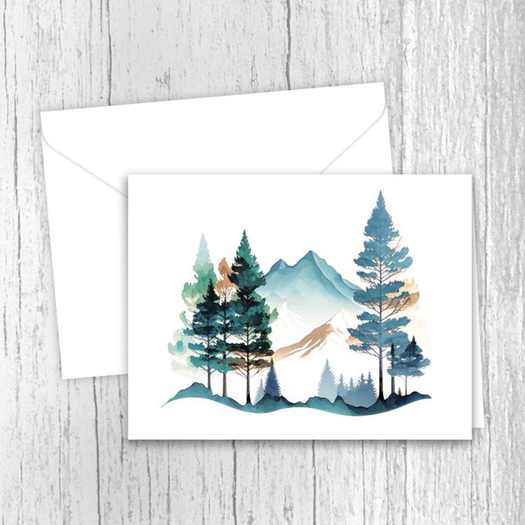 Pine Mountain Note Cards: Watercolor Stationery Set of 10 - Etsy