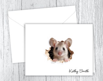 Personalized Mouse Note Cards: Set of 10 Stationery with Envelopes