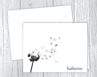 Personalized Dandelion Note Cards: Silhouette Stationery Set