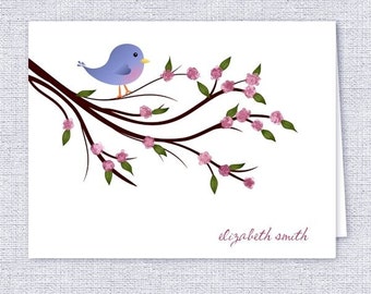 Cute Little Bird Note Cards - Set of 10 - Personalized Stationery - Gift Idea