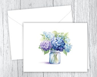 Hydrangea Jar Note Cards: Floral Stationery Set