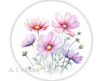 Cosmos Flower Stickers: Glossy or Matte Gift Labels