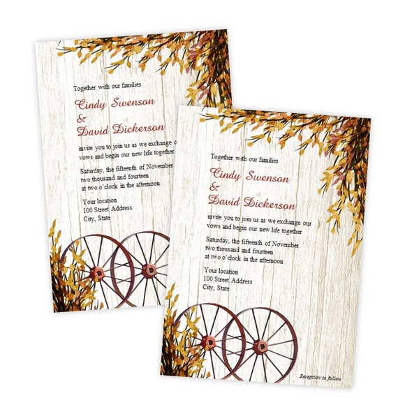 Wedding Invitation Wagon Wheels Diy Wedding Invitation Etsy