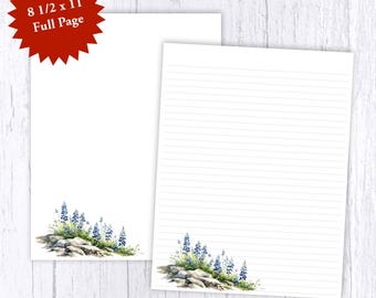 Bluebonnet Floral Writing Paper - Gift Stationery, Lined or Unlined