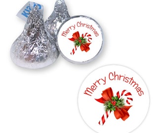 Candy Cane Christmas Stickers • Hershey Kiss® • Christmas Gift Label • Glossy Stickers • Envelope Seals • Printed Labels • Scrapbooking