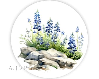 Bluebonnets • Gift Labels • Glossy or Matte Stickers • Printed Labels • Scrapbooking • Envelope Seals • Favor Bag Seals