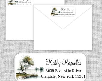 Return Address Labels • By the Lake • Matte or Glossy Stickers • Printed Labels