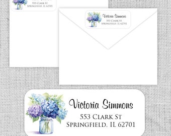 Return Address Labels • Hydrangeas in a Jar • Matte or Glossy Stickers • Printed Labels •