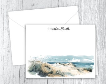 Personalized Beach Note Cards: Set of 10 Stationery