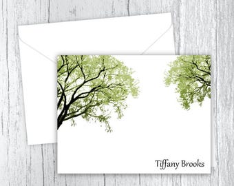 Spring Trees Personalized Note Card Set, Nature Stationery, Set of 10 w/envelopes