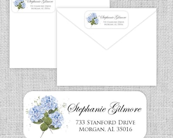 Return Address Labels • Hydrangea Bouquet • Matte or Glossy Stickers • Printed Labels •