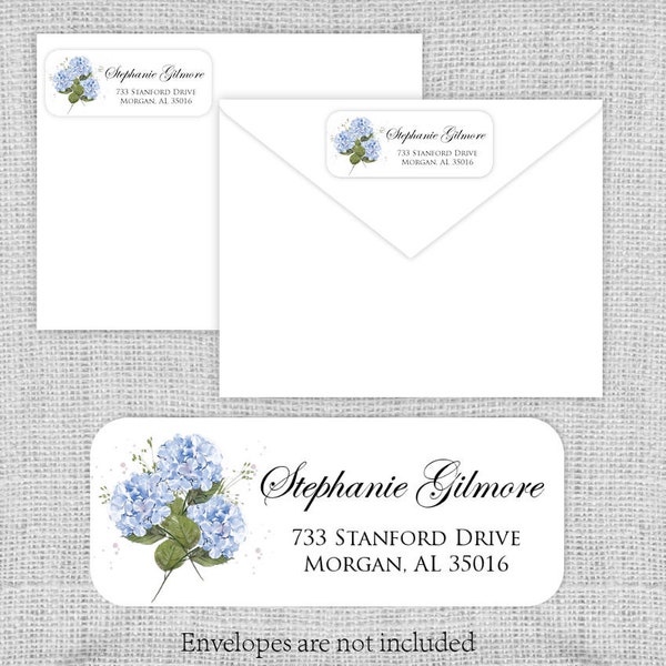 Return Address Labels • Hydrangea Bouquet • Matte or Glossy Stickers • Printed Labels •