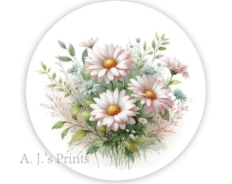 Daisies Stickers • Gift Labels • Glossy or Matte Stickers • Printed Labels • Scrapbooking • Envelope Seals • Favor Bag Seals - June Birth