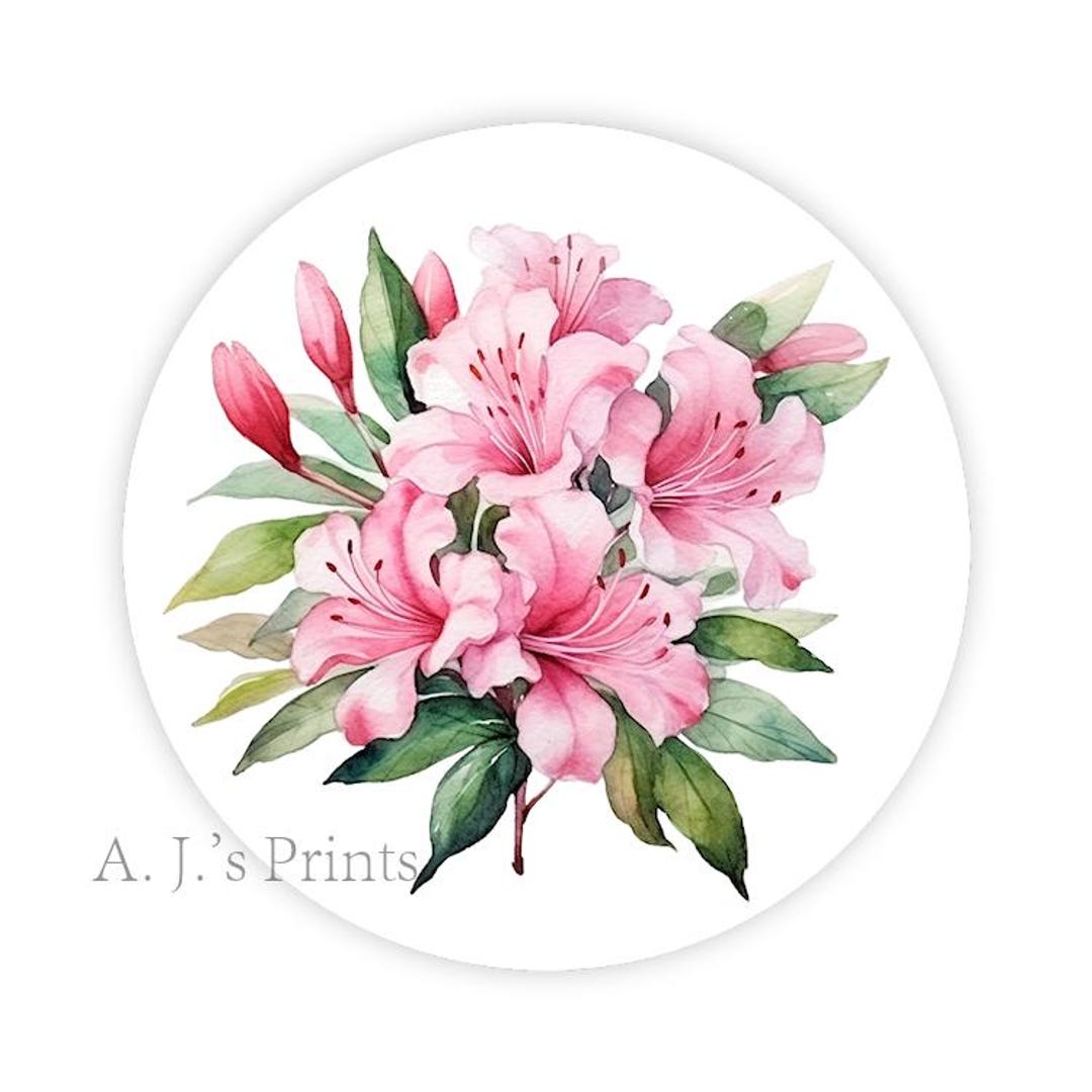 Azalea Tags Pink Azalea Floral Stickers: Glossy or Matte Labels - Etsy