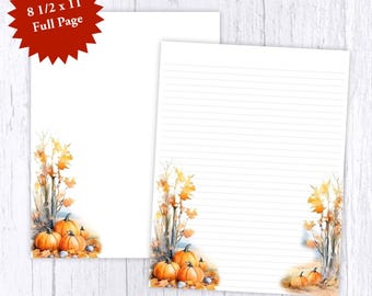 Little Pumpkin Patch Writing Paper - Gift Stationery - Autumn Letter Paper - Full Page 8 1/2 x 11 - Lined or Unlined - WPFP-018