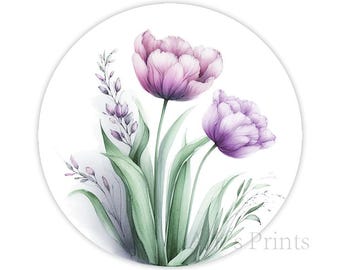 Pretty Purple Tulips Stickers: Glossy or Matte Labels