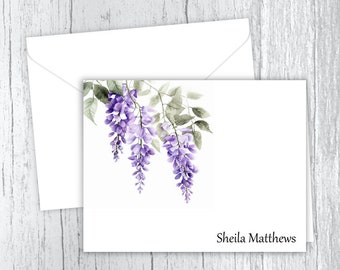 Personalized Wisteria Note Cards, Stationery Set