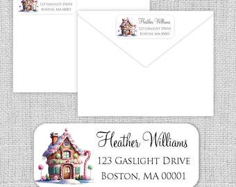 Gingerbread House Christmas Return Address Labels: Holiday Stickers