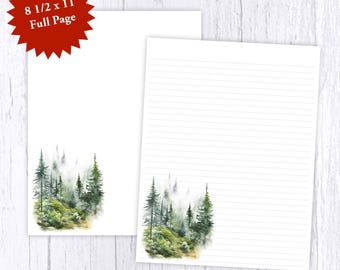Foggy Forest Writing Paper - Gift Stationery - Nature Letter Paper - Full Page 8 1/2 x 11 - Lined or Unlined - WPFP-033