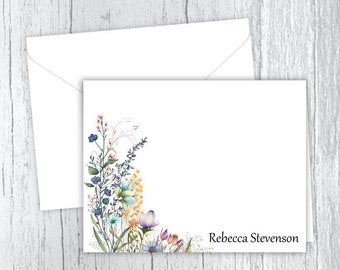 Wildflower Personalized Note Card Set: Floral Stationery