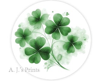 Shamrocks Stickers • Gift Labels • Glossy or Matte Stickers • Printed Labels • Scrapbooking • Envelope Seals • Favor Bag Seals