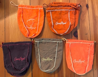 Crown Royal Bags - Peach, Orange, Taupe, Blue, Green & Purple